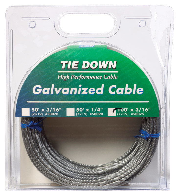 TIE DOWN ENGINEERING - Tie Down Engineering Galvanized Galvanized Steel 3/16 in. D X 100 ft. L Aircraft Cable
