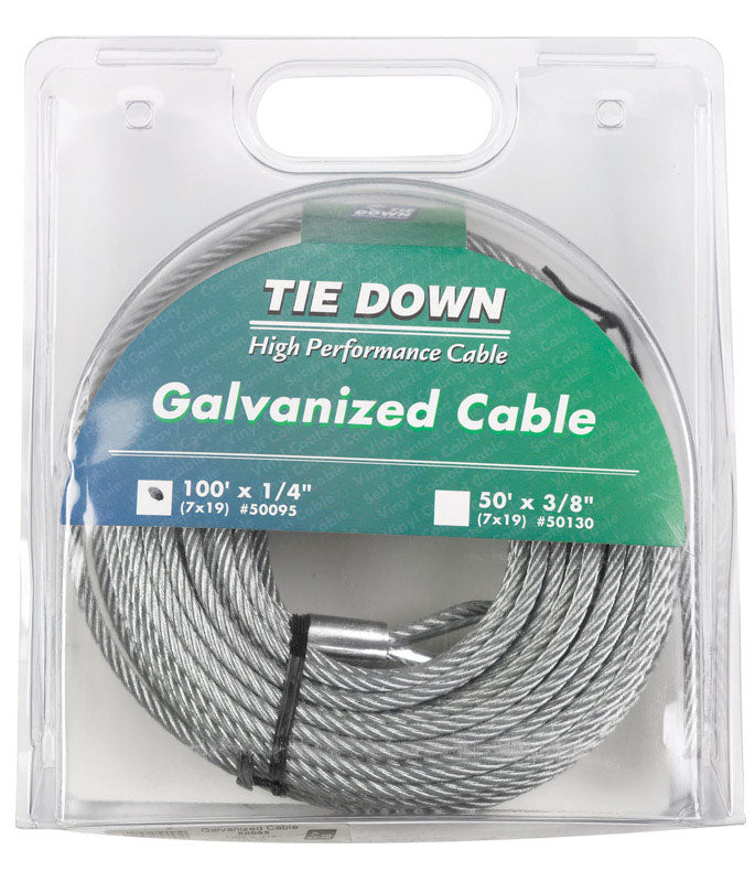 TIE DOWN ENGINEERING - Tie Down Engineering Galvanized Galvanized Steel 1/4 in. D X 100 ft. L Aircraft Cable