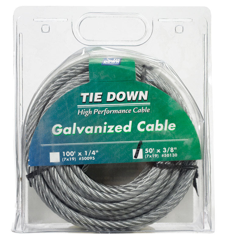 TIE DOWN ENGINEERING - Tie Down Engineering Galvanized Galvanized Steel 3/8 in. D X 50 ft. L Aircraft Cable