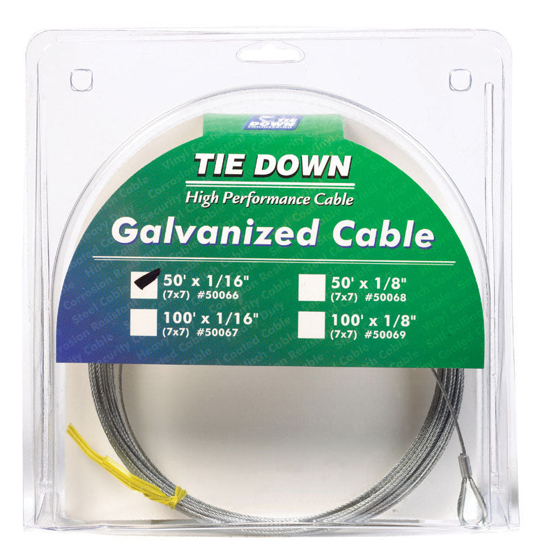 TIE DOWN ENGINEERING - Tie Down Engineering Galvanized Galvanized Steel 1/16 in. D X 50 ft. L Aircraft Cable