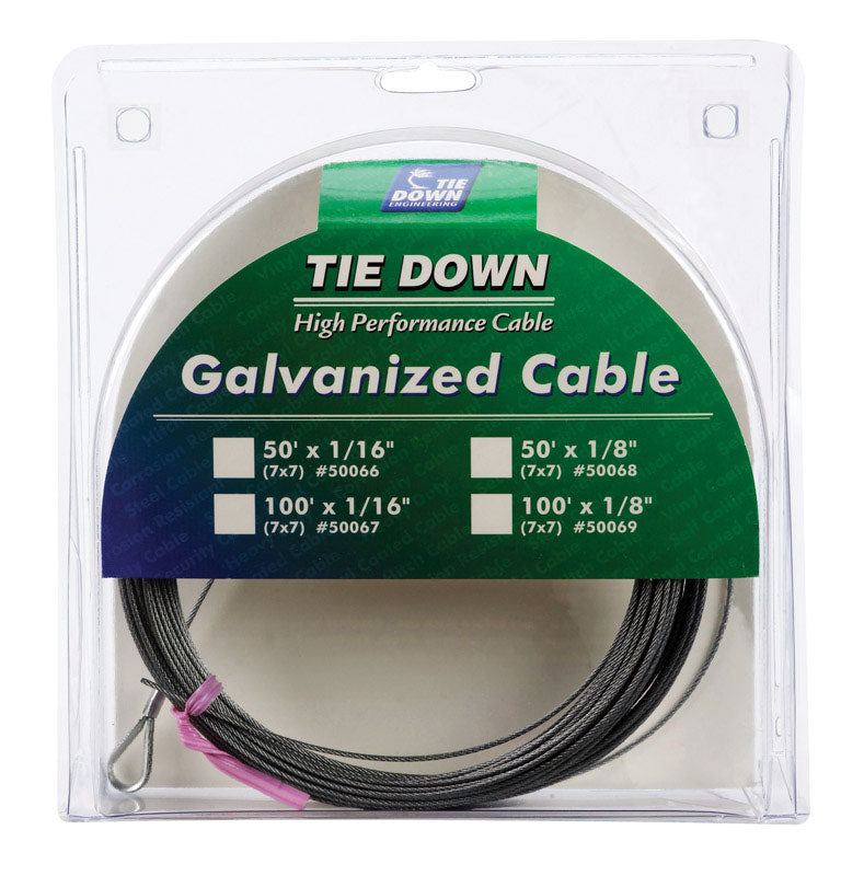 TIE DOWN ENGINEERING - Tie Down Engineering Galvanized Galvanized Steel 1/16 in. D X 100 ft. L Aircraft Cable