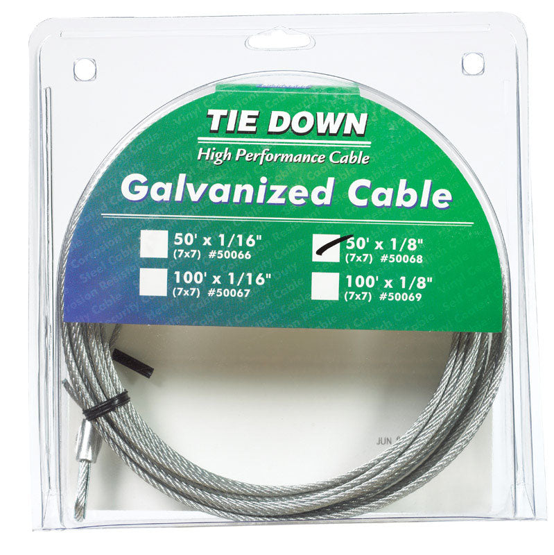 TIE DOWN ENGINEERING - Tie Down Engineering Galvanized Galvanized Steel 1/8 in. D X 50 ft. L Aircraft Cable