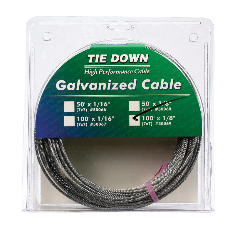 TIE DOWN ENGINEERING - Tie Down Engineering Galvanized Galvanized Steel 1/8 in. D X 100 ft. L Aircraft Cable