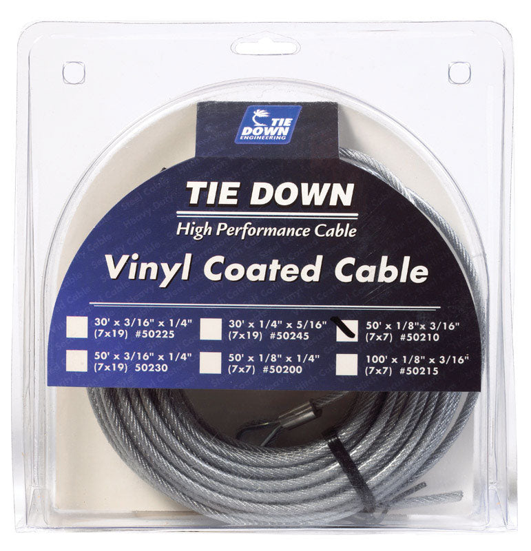 TIE DOWN ENGINEERING - Tie Down Engineering Vinyl Coated Galvanized Steel 1/8 in. D X 50 ft. L Aircraft Cable [50210]