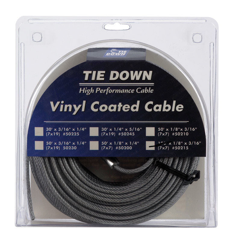 TIE DOWN ENGINEERING - Tie Down Engineering Vinyl Coated Galvanized Steel 1/8 in. D X 100 ft. L Aircraft Cable