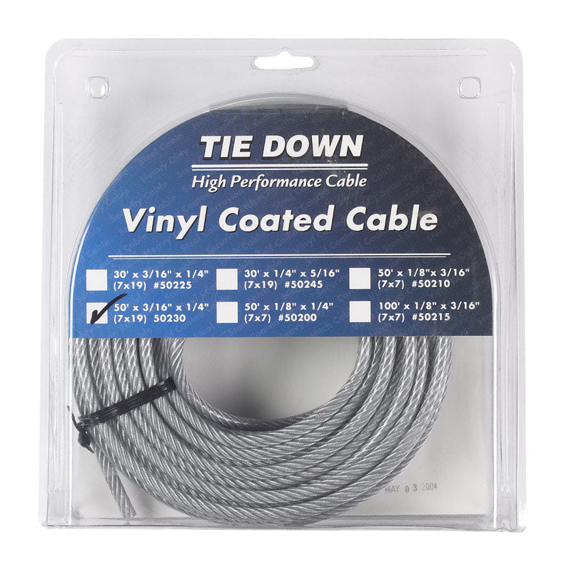 TIE DOWN ENGINEERING - Tie Down Engineering Vinyl Coated Galvanized Steel 3/16 in. D X 50 ft. L Aircraft Cable
