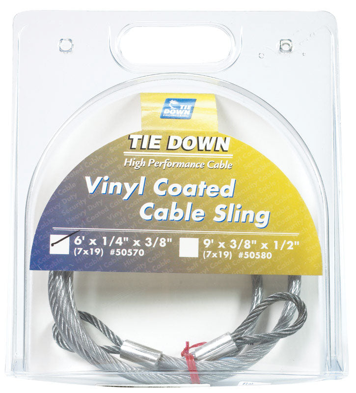 TIE DOWN ENGINEERING - Tie Down Engineering Clear Vinyl Galvanized Steel 1/4 in. D X 6 ft. L Cable Sling