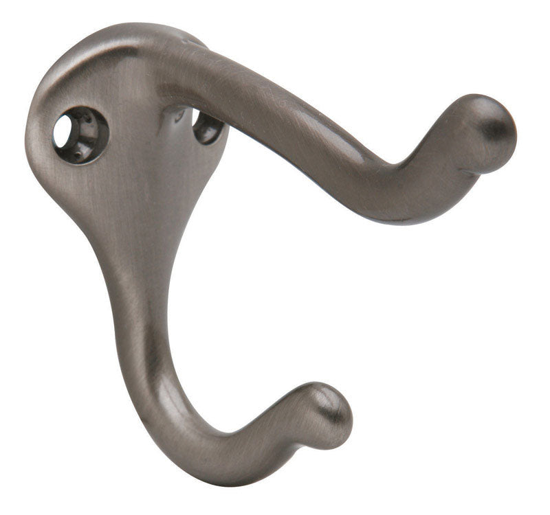 SCHLAGE - Schlage 1-3/4 in. L Pewter Brass Medium Coat and Hat Hook 1 pk