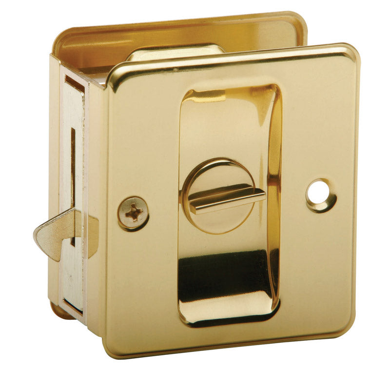 SCHLAGE - Schlage Bright Brass Gold Solid Brass Pocket Door Privacy Lock 1 pc