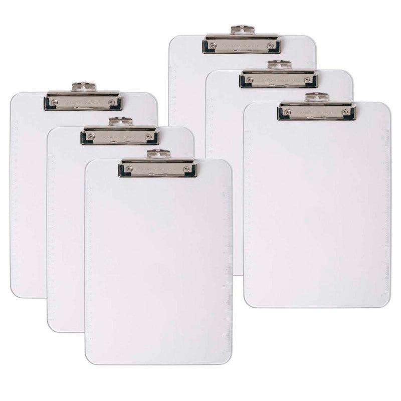 CHARLES LEONARD - Letter Size Plastic Clipboard, Clear, Pack of 6