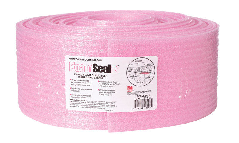 OWENS CORNING - Owens Corning FoamSealR 5.5 in. W X 50 ft. L 5 Radiant Barrier Ridged Sill Gasket Roll 22.92 sq ft - Case of 8