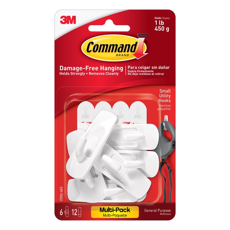 3M - 3M Command Small Plastic Hook 2.37 in. L 6 pk