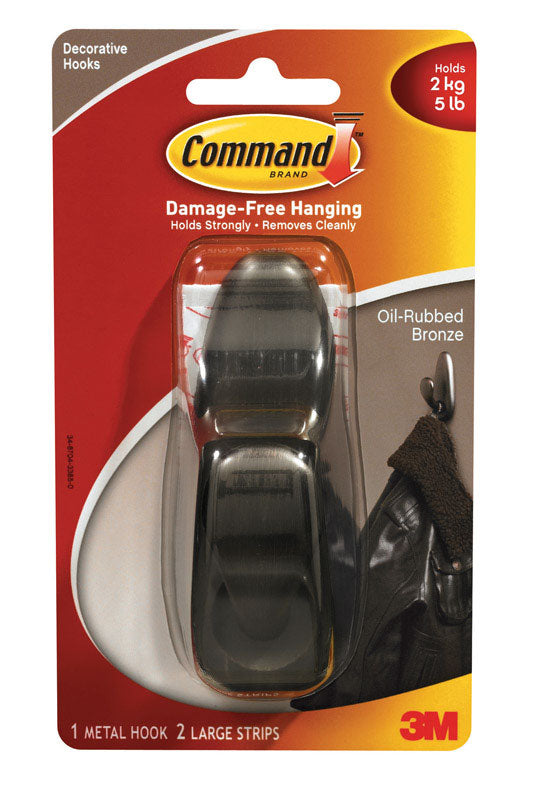 3M - 3M Command 4-1/8 in. L Oil Rubbed Bronze Metal Large Forever Classic Coat/Hat Hook 5 lb. cap. 1 pk