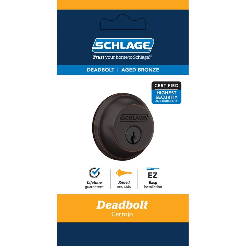 SCHLAGE - Schlage Aged Bronze Zinc Single Cylinder Deadbolt