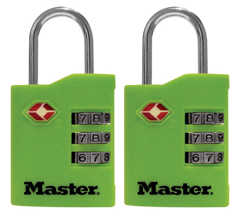 MASTER LOCK - Master Lock 1-9/16 in. H X 5/8 in. W X 1-3/8 in. L Vinyl Covered Steel 3-Dial Combination Luggage Lo