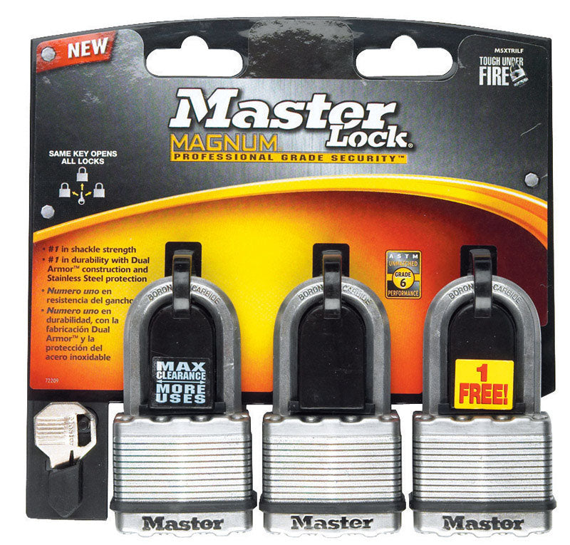 MASTER LOCK - Master Lock Magnum 1-7/16 in. H X 5/16 in. W X 2 in. L Laminated Steel Ball Bearing Locking Padlock