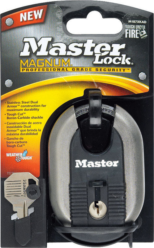 MASTER LOCK - Master Lock 3-3/8 in. H X 1-3/16 in. W X 2-5/16 in. L Steel Ball Bearing Locking Shrouded Padlock