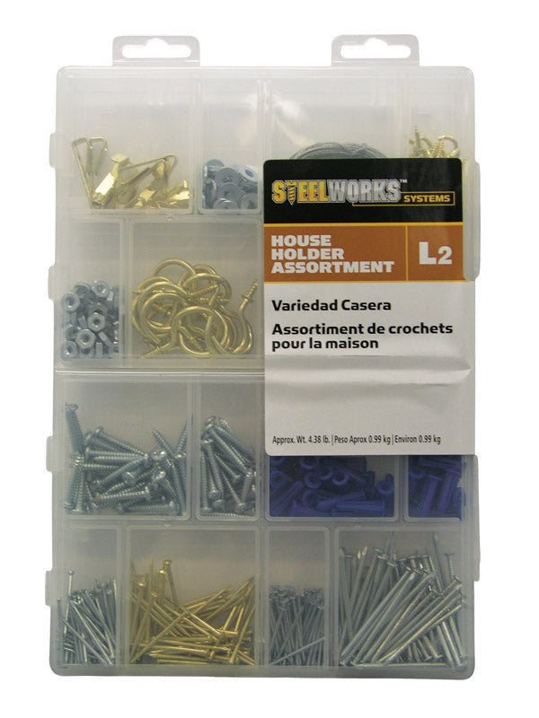 HILLMAN - Hillman STEELWORKS L2 Brass-Plated Assorted House Holder Kit 50 lb 1 pk