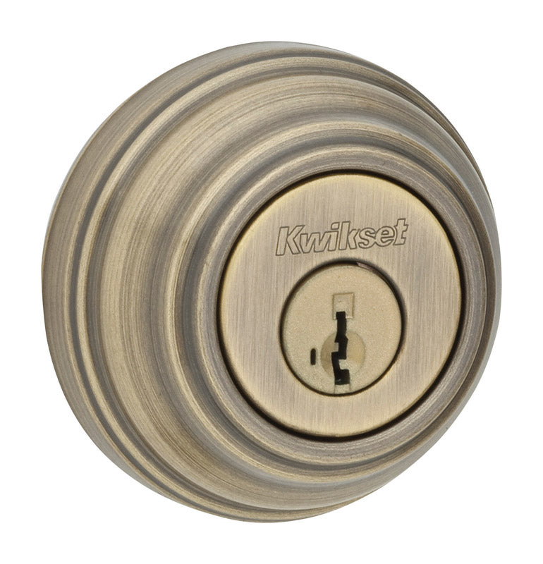 KWIKSET - Kwikset SmartKey Antique Brass Metal Deadbolt