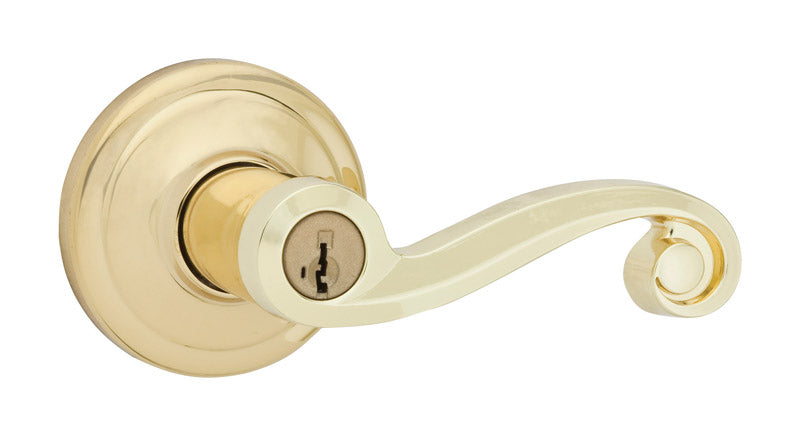 KWIKSET - Kwikset SmartKey Lido Polished Brass Entry Lockset KW1 1-3/4 in.