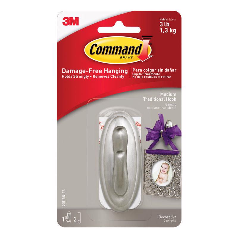 3M - 3M Command Medium Plastic Hook 3.125 in. L 1 pk - Case of 4