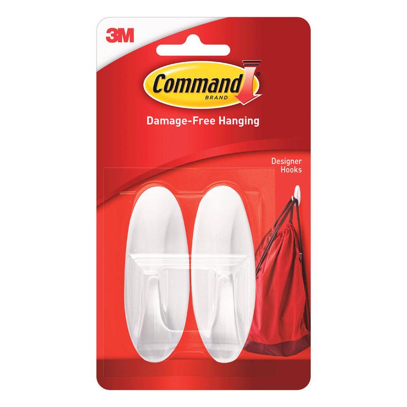 3M - 3M Command Medium Plastic Designer Hooks 3.125 in. L 2 pk