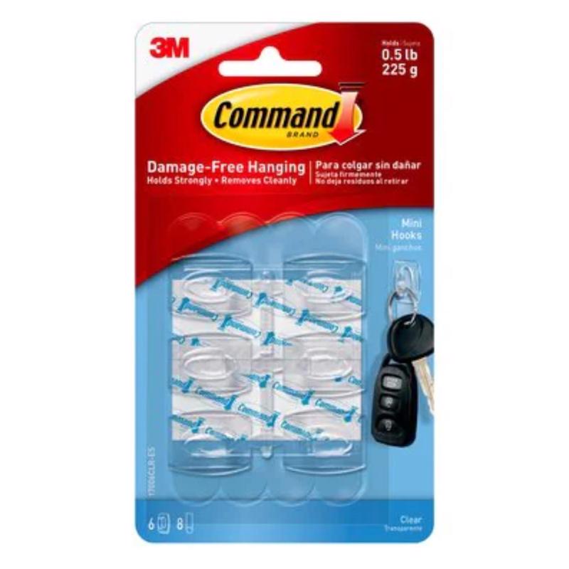 3M - 3M Command Mini Plastic Hook 1.08 in. L 6 pk - Case of 6 [17006CLR-ES]