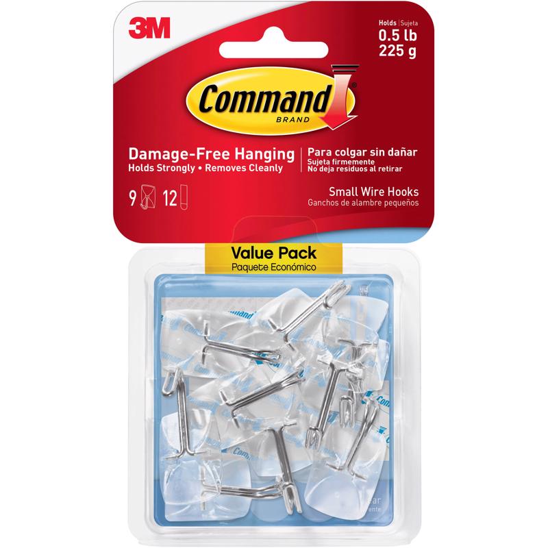 3M - 3M Command Small Plastic Wire Hooks 1.625 in. L 9 pk