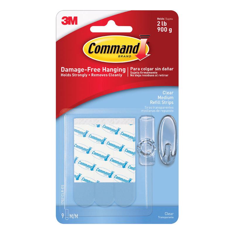 3M - 3M Command Medium Plastic Refill Strips 2.75 in. L 9 pk - Case of 6