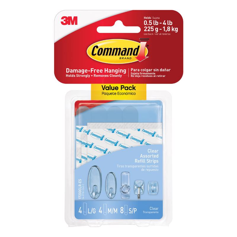 3M - 3M Command Assorted Plastic Refill Strips 16 pk - Case of 6