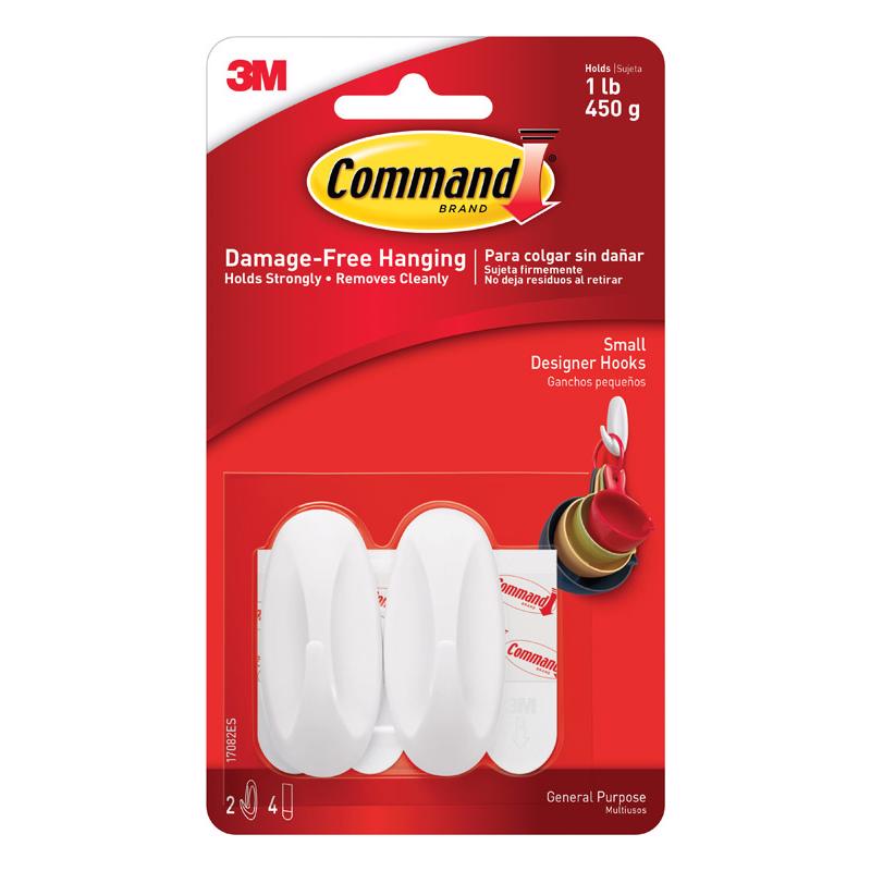 COMMAND - 3M Command Small Plastic Designer Hooks 2.125 in. L 2 pk - Case of 6