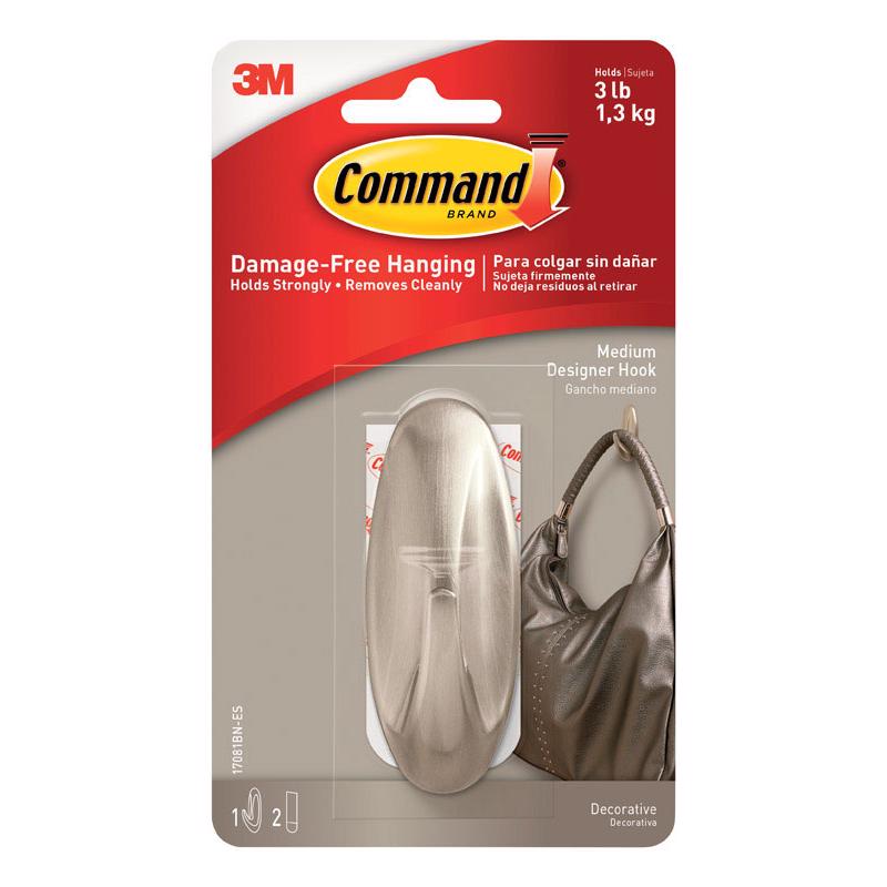 COMMAND - 3M Command Medium Plastic Designer Hooks 3.125 in. L 1 pk - Case of 4