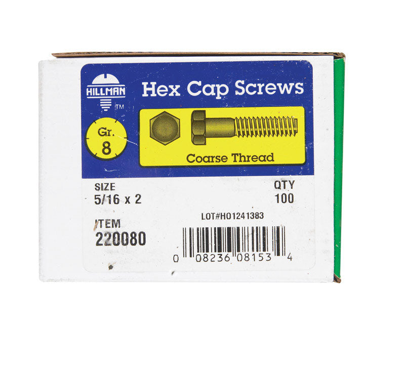 HILLMAN - Hillman 5/16 in. D X 2 in. L Heat Treated Steel Hex Head Cap Screw 100 pk