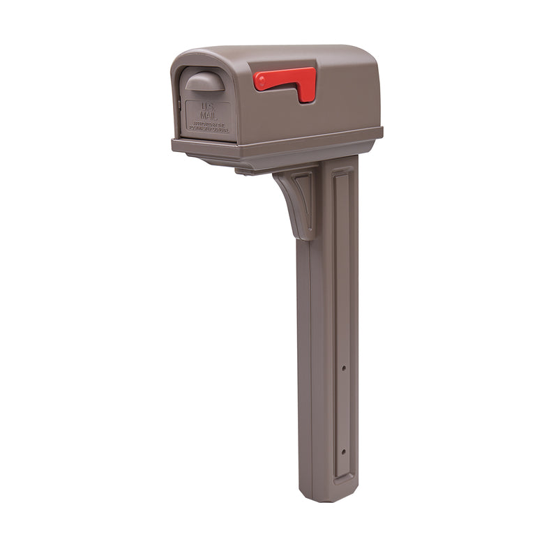 SOLAR GROUP - Gibraltar Mailboxes Classic Plastic Post Mount Mocha Double Door Mailbox