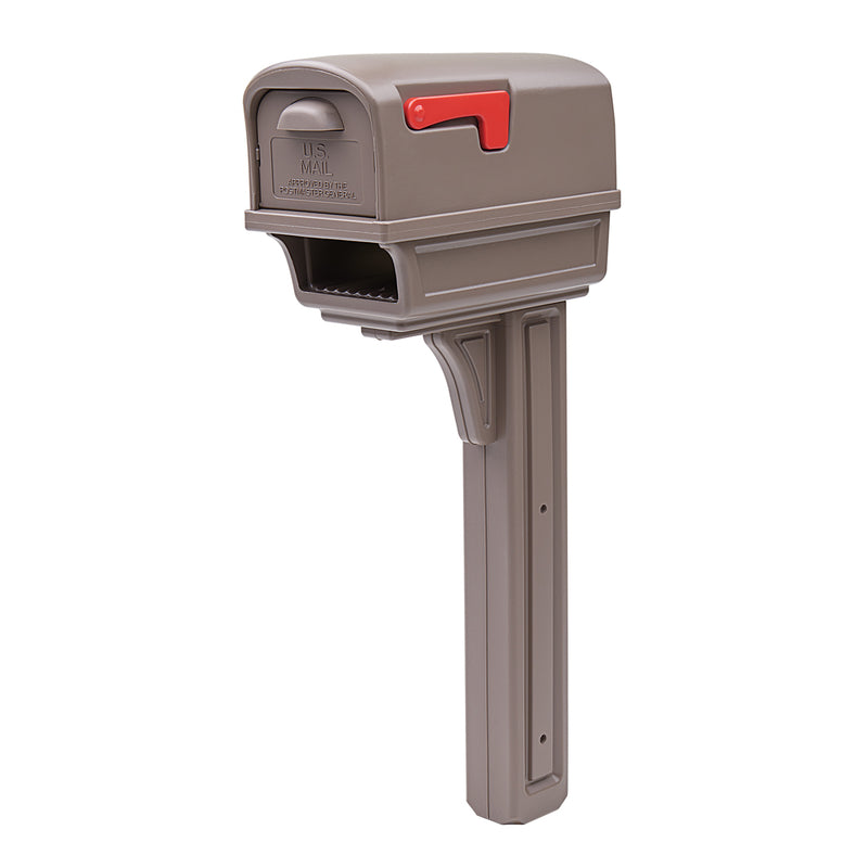 SOLAR GROUP - Gibraltar Mailboxes Gentry Classic Plastic Post Mount Mocha Mailbox