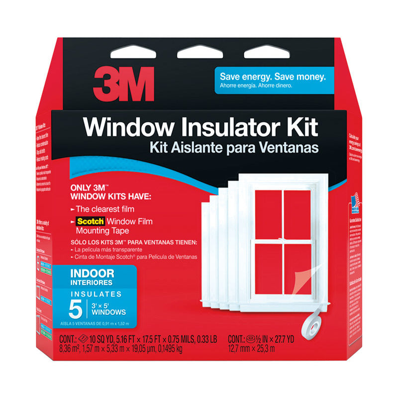 3M - 3M Clear Plastic Window Insulation Kit For Windows 17.5 ft. L X 0.75 in.