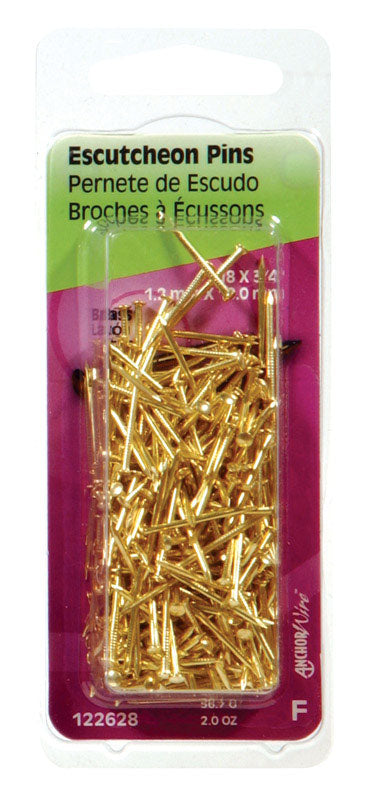 HILLMAN - Hillman 18 Ga. X 3/4 in. L Brass Escutcheon Pins 1 pk 2 oz - Case of 6