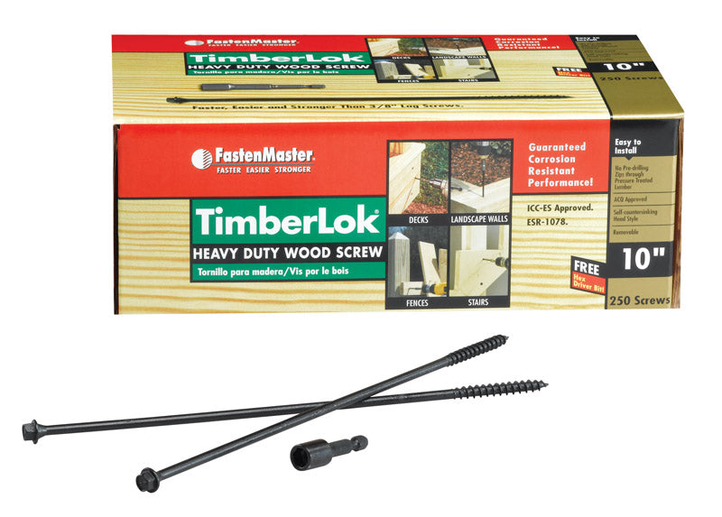 FASTENMASTER - FastenMaster TimberLok No. 10 X 10 in. L Hex Epoxy Wood Screws 250 pk