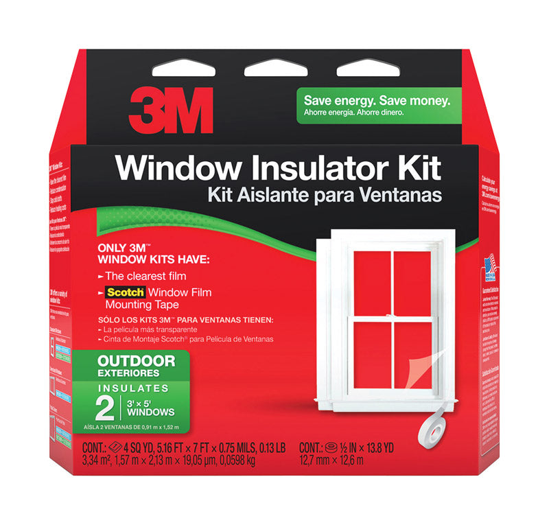 3M - 3M Clear Outdoor Window Film Insulator Kit 62 in. W X 84 in. L