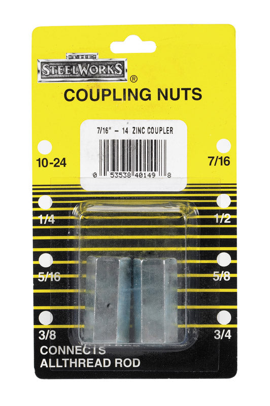 BOLTMASTER - Boltmaster 7/16 - 14 in. Steel Coupling Nut 2 pk