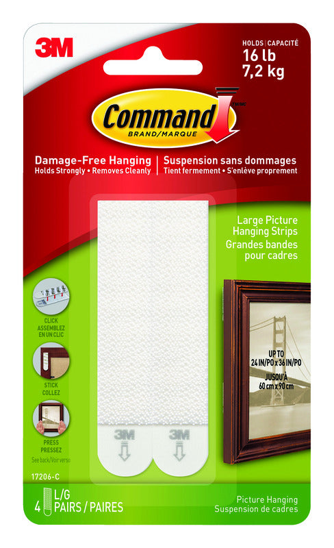 3M - 3M Command White Large Picture Hanging Strips 16 lb 8 pk