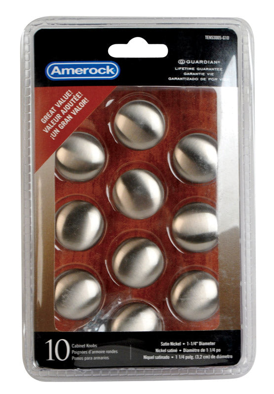 AMEROCK - Amerock Allison Value Round Cabinet Knob 1-1/4 in. D 1-1/8 in. Satin Nickel 10 pk