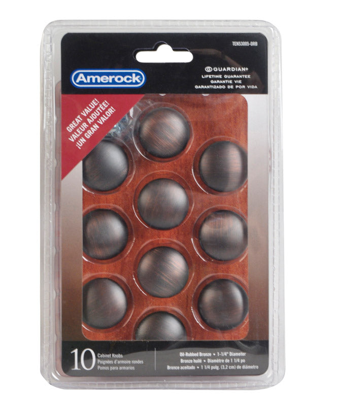 AMEROCK - Amerock Allison Round Cabinet Knob 1-1/4 in. D 1-1/8 in. Oil Rubbed Bronze 10 pk
