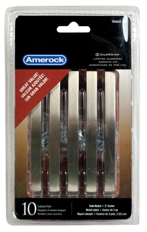 AMEROCK - Amerock Essential'Z Cabinet Pull 3 in. Satin Nickel 10 pk