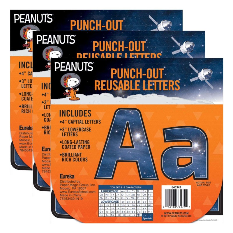 EUREKA - Peanuts® NASA Deco 4" Letters, 216 Per Pack, 3 Packs