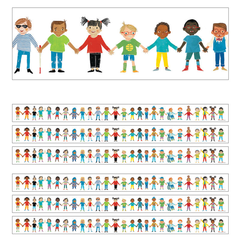 CARSON DELLOSA EDUCATION - All Are Welcome Kids Straight Borders, 36 Feet Per Pack, 6 Packs