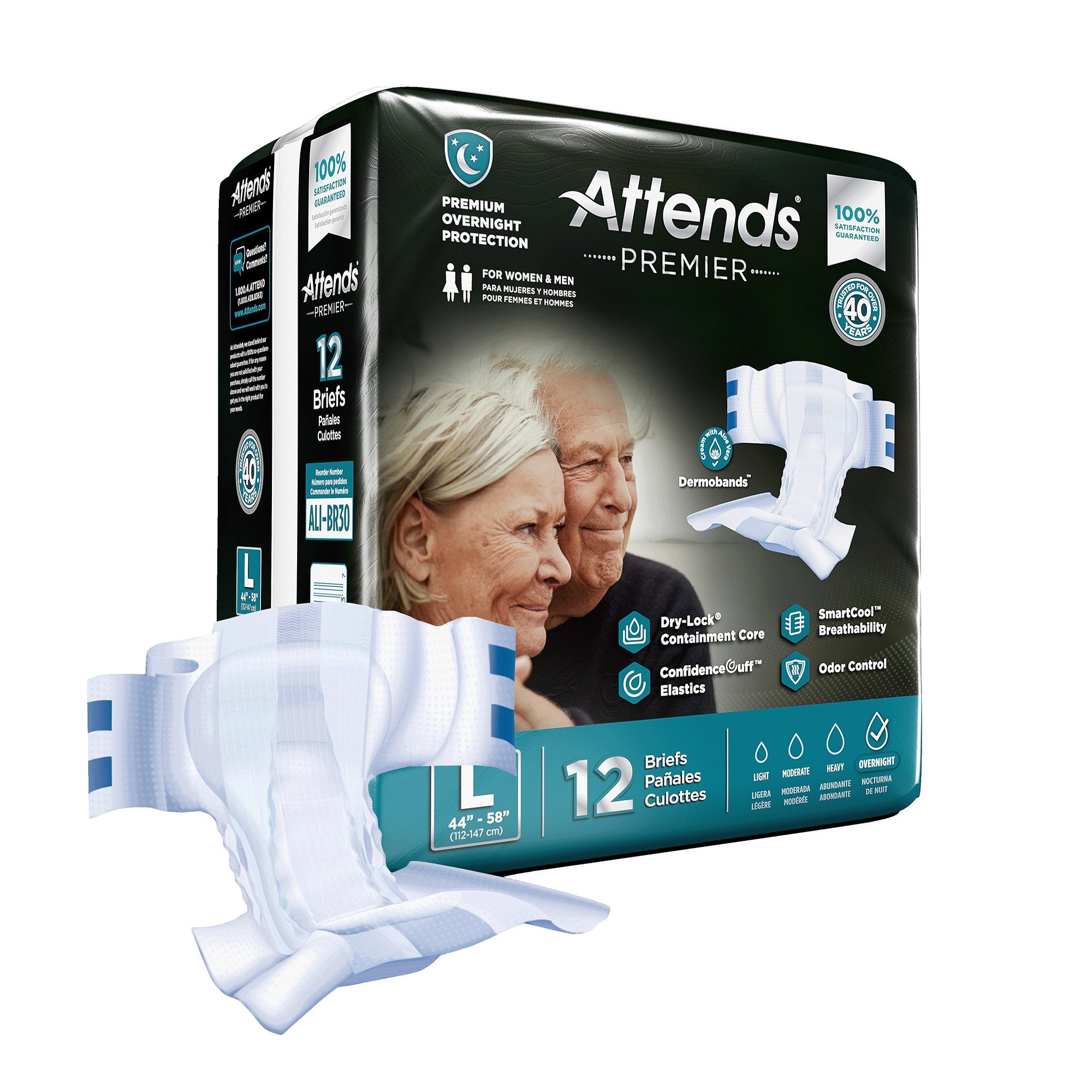 Attends Healthcare Products - Unisex Adult Incontinence Brief Attends® Premier Large Disposable Heavy Absorbency [12/BG]