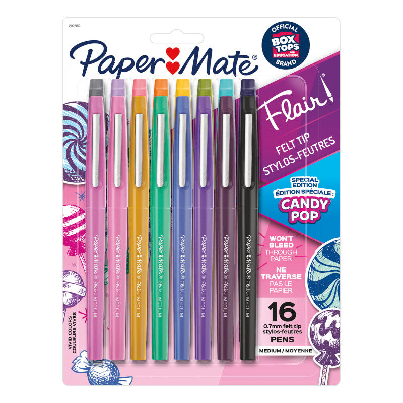PAPER MATE - Flair Felt Tip Pens, Medium Point, Candy Pop Pack, 0.7mm, 16 Count