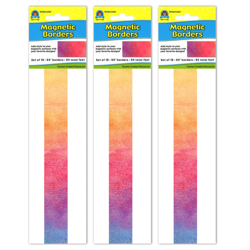 TEACHER CREATED RESOURCES - Watercolor Magnetic Border, 24 Feet Per Pack, 3 Packs