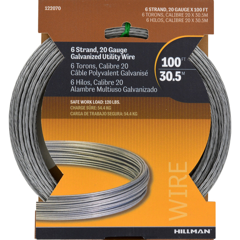 HILLMAN - Hillman 0.096 - 0.099 in. D X 100 ft. L Galvanized Steel 20 Ga. Wire